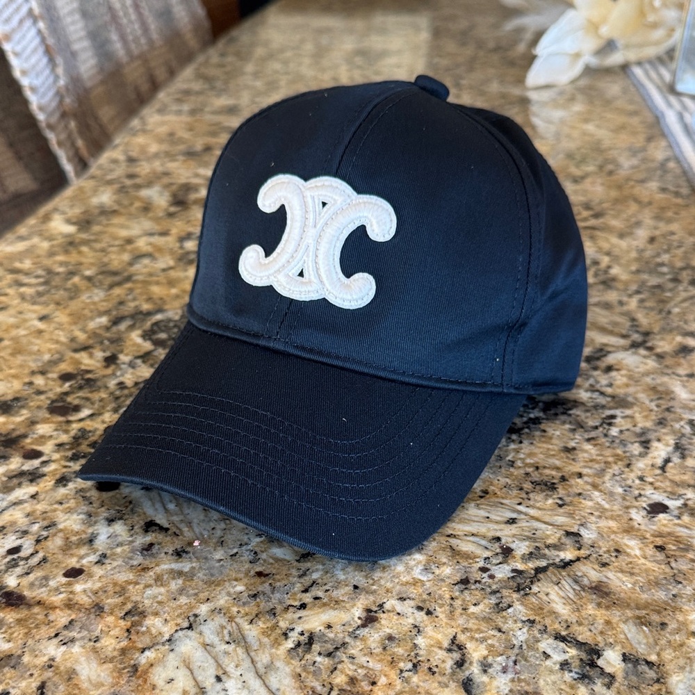 Celine Black Cap with White Label